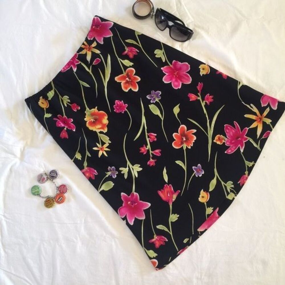 A-Line Floral Print Skirt